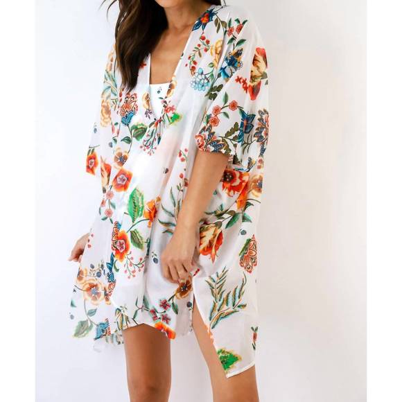 NEW JOHNNY WAS ardella cover up kimono in multi - Picture 2 of 4